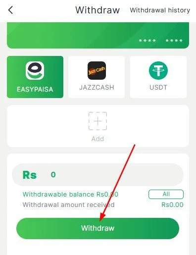Click on Withdraw Button